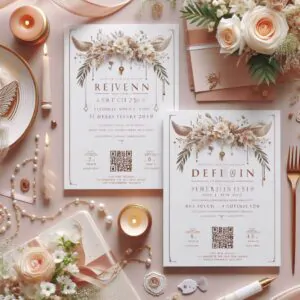 Wedding invitation card with QR codes