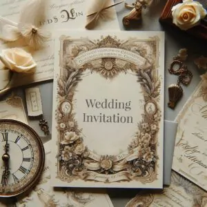 bygone era type wedding invitation card