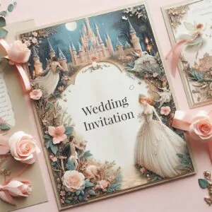 Fairytale styled wedding invitation card