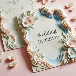 Wedding invitation card Wavy edge die cut